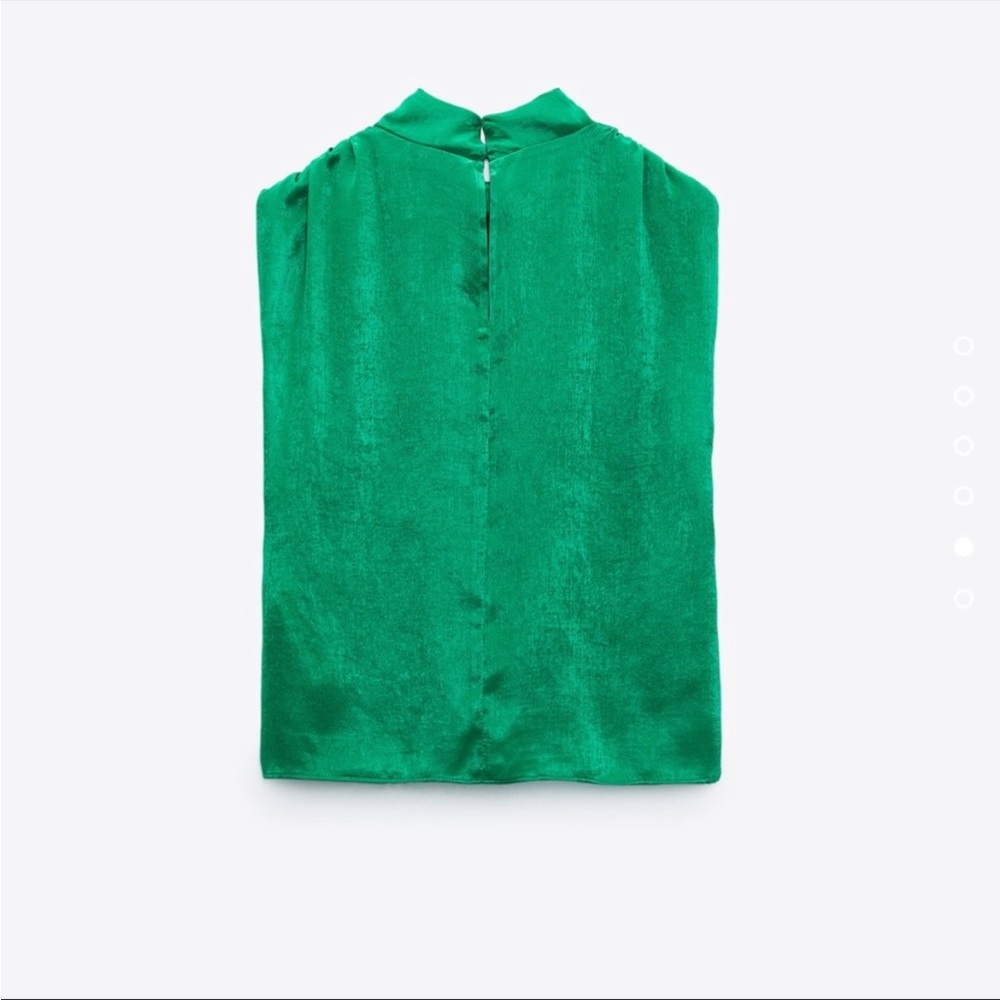 RUCHED SATIN EFFECT TOP GREEN - Picture 5 of 8